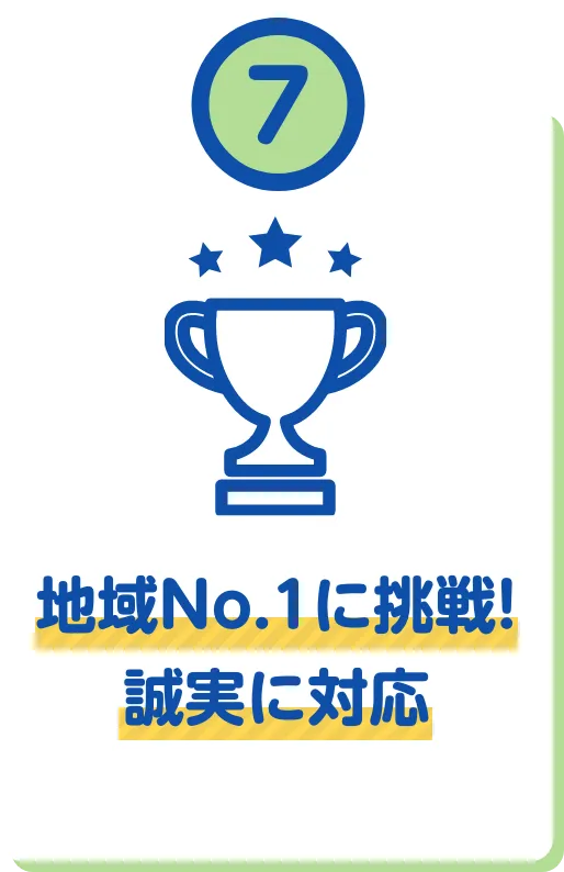 地域No.1に挑戦！確実に対応